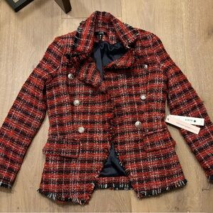 Aqua plaid jacket XS